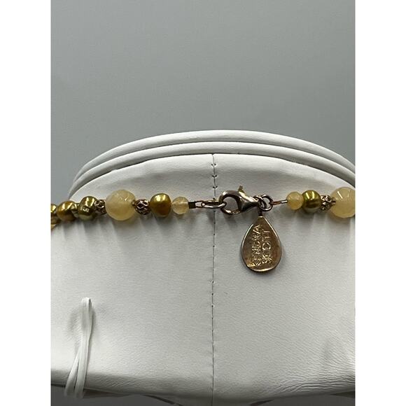 Kendra Scott Vintage Yellow Quartz Stone Graduated Beaded Necklace 925 clasp - Picture 6 of 12